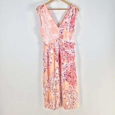 Vestido mujer Wish talla S midi fit acampanado rosa floral sin mangas cuello 084761 Foto 1 de 4