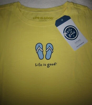 LIFE IS GOOD NEW Sandalias Chanclas Amarillas Camiseta SS NUEVAS CON ETIQUETAS Niñas Talla Mediana M 7 8 Foto 1 de 3