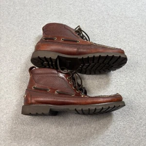 LL Bean Leather Boots Men 9.5 Brown Allagash Bison Chukka Heritage Lace 244479 - Picture 1 of 8
