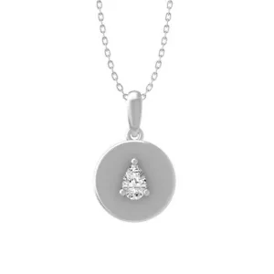 Lab Grown Diamond Fashion Pendant 10K White Gold 18" Silver Cable Chain - Picture 1 of 7