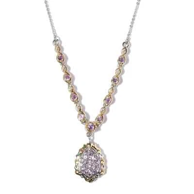 1.35ctw Purple Sapphire & Zircon Necklace 18" Platinum Plated Sterling - Image 1 of 4