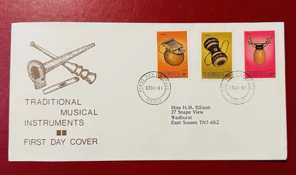 Zambia 1981 FDC Traditional Musical Instruments ⭐ - Image 1 of 2