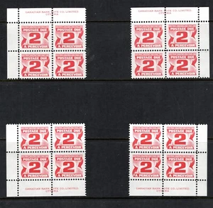Canada Stamp Scott #J29, 2c, Postage Due, 4 Corner Blocks, MNH, SCV$4.00 - Picture 1 of 1