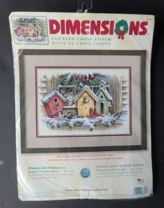 Dimensions Counted Cross Stitch Window Sill Birdhouses - Picture 1 of 7