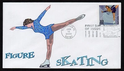 USA, SCOTT # 3190-E, RARE LIMITED GLEN FDC COVER - YEAR 2000 FIGURE ICE SKATING - Image 1 of 2