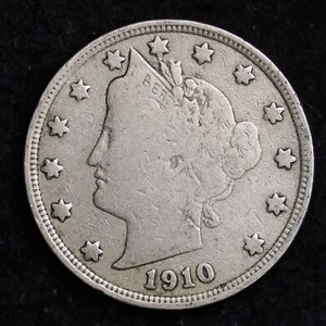1910 LIBERTY V FIVE CENT NICKEL FINE RARE OLD COIN B138 YY - Picture 1 of 2
