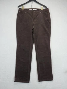 Charter Club Lexington Brown Corduroy Pants Straight Leg Women's Size 12 P Retro - Picture 1 of 13