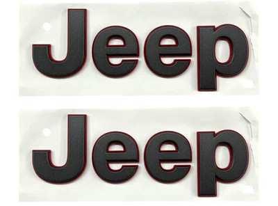 JUEGO EMBLEMAS INSIGNIA GUARDABARROS GRIS CON CONTORNO ROJO 18-2025 JEEP WRANGLER GLADIATOR OEM Foto 1 de 4