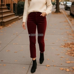 Pantaloni Frame Le High Vellutoteen Skinny Velluto a coste Pinot Marrone Rosso Autunno Taglia 24 - Foto 1 di 14