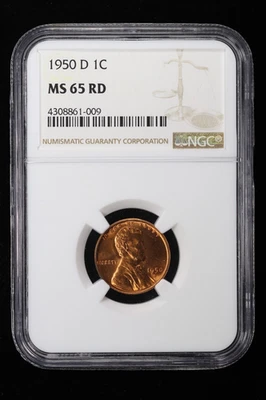 1950-D Lincoln Wheat Cent 1C NGC MS65 RD - Image 1 of 4