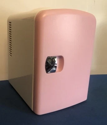 Pink & White Mini Fridge Can Hold Up To 6 Soft Drink Cans Or Medicine Storage - Image 1 of 4