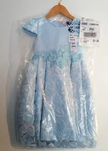 Rosa Schmetterling Mädchen Kinder Party Kleid Gr. 4 Babyblau Blumen Spitze Rund Neu mit Etikett - Bild 1 von 12