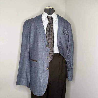 Doriani Mens 42R Cashmere Blazer Blue 46" Sport Coat Surgeon Cuffs Ticket Pocket - Image 1 of 4