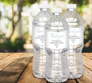 Personalised Baby Shower Water Bottle Labels – Thank You Waterproof Stickers - Picture 1 of 6