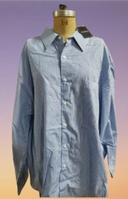 Camisa de vestir para hombre GEORGE 2XL polialgodón azul/blanco a rayas nueva con etiquetas  Foto 1 de 4