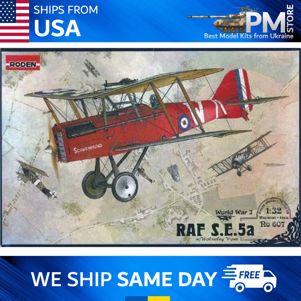 Roden 607 RAF SE5A w/Wolseley Viper British fighter WWI plastic model 1/32 - Image 1 of 4