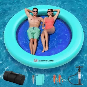 WARMOUNTS Floating Dock Inflatable Ring Water Hammock 6x6FT Round Raft Non-Slip - Picture 1 of 8