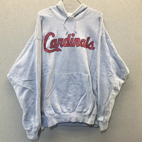 St Louis Cardinals Majestic MLB Hoodie Gray Red Long Sleeve Pullover Size XL Cover
