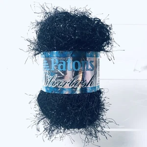 Patons Silverlash 4 Medium Metallic Eyelash Yarn 1.75oz Black Dazzle 81040 - Picture 1 of 8