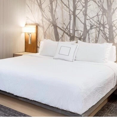 MARRIOT INTERNATIONAL COBLESTONE Cumulus Standard Textile Full / Queen Wash Activated Ripple Texture Coverlet