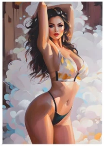 HERMOSA MUJER - ESTILO PINTURA AL ÓLEO * ACEO personalizado * Novedad * Tarjeta de arte * ATC - Imagen 1 de 2