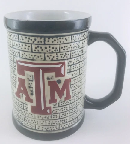 Texas A&M TAMU Sculpted Relief Coffee Mug Cup Black / White / Maroon - 14 oz Cover