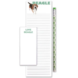 Beagle To Do List Magnetic Shopping Pad Notepad & Pencil Gift Set - Picture 1 of 1