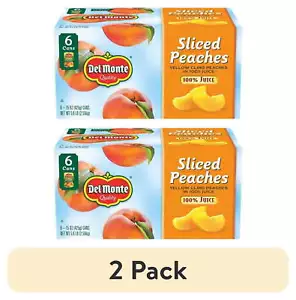 (2 pack) Del Monte Sliced Yellow Cling Peaches in 100% Juice 15 oz (Pack of 6) - Picture 1 of 10