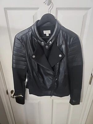 Ladies Sz M Black Faux Leather Bisou Bisou Jacket - Image 1 of 4