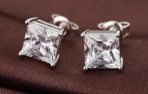 2 Ct Diamond Stud Earrings 14k White Gold Finish Women Men Solitaire Earrings