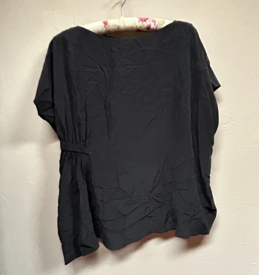 COS женщин лодка шеи шелк коротким рукавом блузка верхний размер 2 черный собранными в Рюш стороне - Изображение 1 из 4