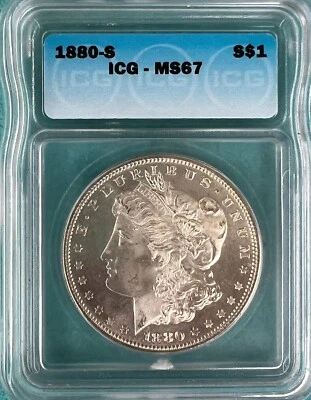 1880-S Morgan Silver Dollar $1 ICG MS67 - Image 1 of 2