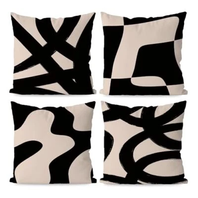  Fundas de cojín negras y beige, negras 22" x 22" (paquete de 2) Balck Beige Foto 1 de 4