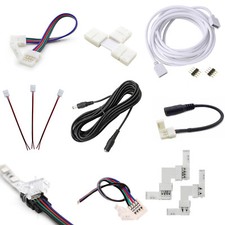 2Pin 4Pin LED Strip RGB Extension Cable Wire Adapter Clip Connector 8mm 10mm