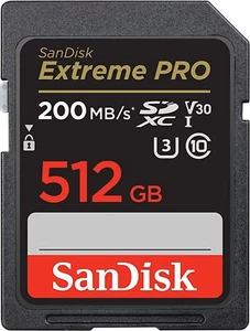 SanDisk 512GB Extreme PRO SDXC UHS-I Memory Card - C10, U3, V30, 4K UHD, SD Card - Picture 1 of 1