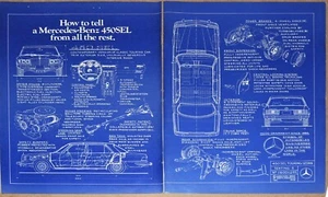 1975 MERCEDES BENZ 450SEL 2-page advertisement, Mercedes-Benz 450 blueprints - Picture 1 of 3