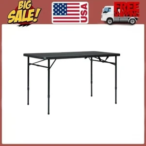 Mainstays 4 Foot Fold-in-Half Adjustable Folding Table, Rich Black - Picture 1 of 16