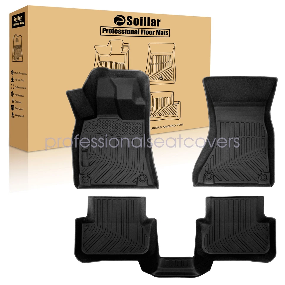 For 2008-2016 Audi A4 Sedan Wagon Allroad TPE 3D 2Row Floor Mats Liner Black 3x - Image 1 of 4