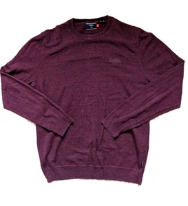 Superdry Men's Long Sleeve Crew Neck Sweater Burgundy Maroon Size Medium - Picture 1 of 10