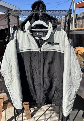 Chaqueta acolchada vintage de los 90 Raiders cremallera completa foco talla grande capucha desmontable Foto 1 de 4
