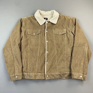Chaps Jacket Mens XL Tan Corduroy Sherpa Lined Trucker Western Snap Front Coat - Picture 1 of 14