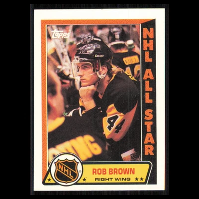 Rob Brown #8 1989 Topps Sticker Inserts Pittsburgh Penguins Hockey Card NHL NM - Image 1 of 3