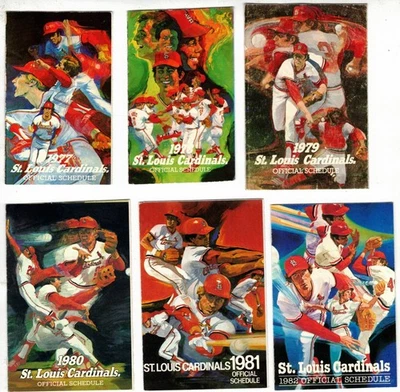 1977 thru 1986 St. Louis Cardinals baseball pocket schedules - Image 1 of 2