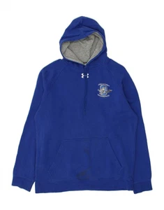UNDER ARMOUR Mens Graphic Hoodie Jumper Medium Blue Cotton BE96 - Picture 1 of 4