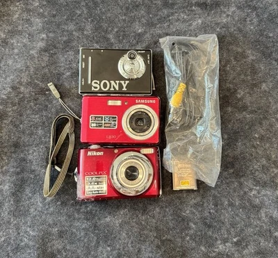 Y2K Digital Camera Lot Nikon Sony Samsung Point Shoot Untested Parts? - Image 1 of 4