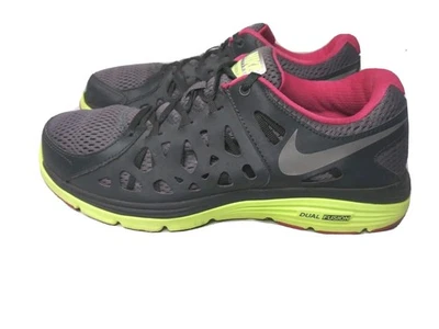  耐克 Dual Fusion Run 2 女式 10 码跑步鞋灰色绿色粉色运动鞋 — 第 1/4 张图片