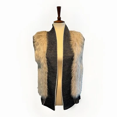 Chaleco Suéter Banana Republic Mezcla de Lana Blanco Imitación Piel Para Mujer Talla S Frente Abierto  Foto 1 de 4