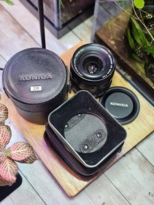 Konica Hexanon 28mm F3.5 AR Mount Lens, With Rare Hood, Caps, Case! - Picture 1 of 12