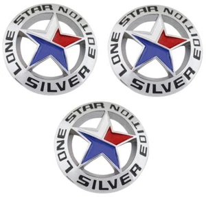-3- LONE STAR SILVER EDITION Texas Emblem Universal Stick On Truck Badge 3d - Picture 1 of 6