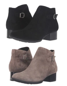 Born Womens Phobos Pull On Round Toe Side Zip Short Buckle Ankle Boots Booties - Picture 1 of 15